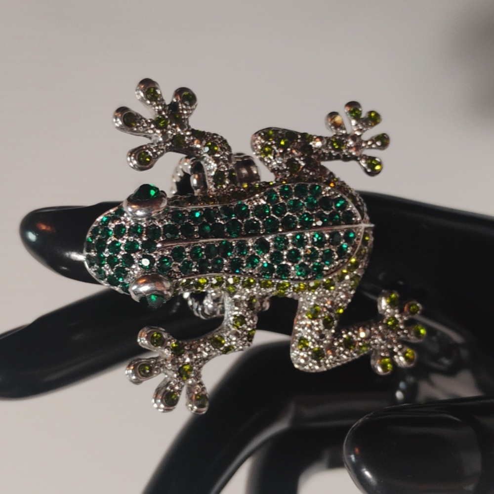 Crystal Accent Adjustable Frog Ring - image 2